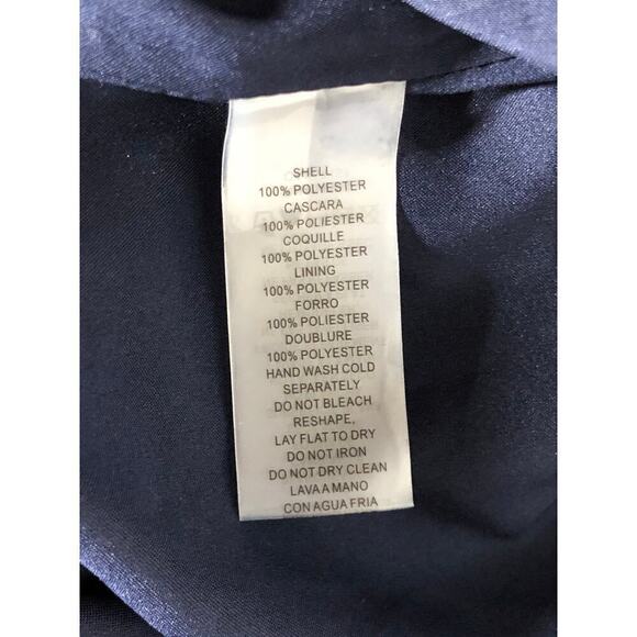 Vince Camuto Washer Dress Short Flutter Sleeve Jewel Neck Tie Waist Mini Navy 4 - Picture 7 of 9